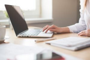 typing on computer 